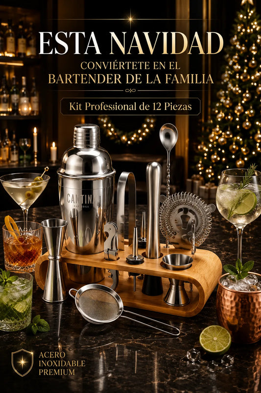 KIT COCTELERIA PROFESIONAL ACERO 12 PZS
