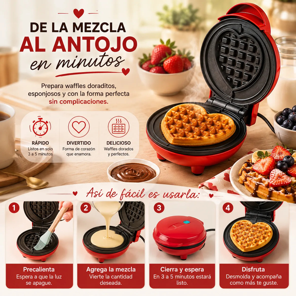 Experiencia de uso de la mini waflera corazón