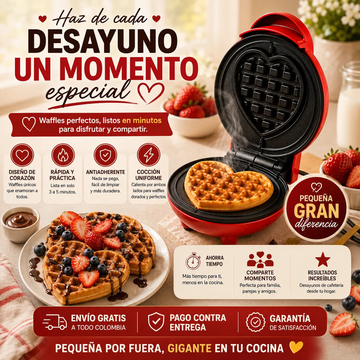 Oferta de la mini waflera corazón